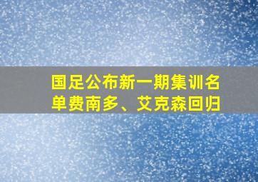 国足公布新一期集训名单费南多、艾克森回归