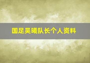 国足吴曦队长个人资料