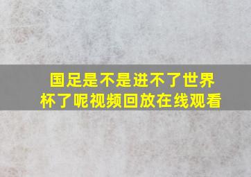 国足是不是进不了世界杯了呢视频回放在线观看