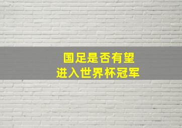 国足是否有望进入世界杯冠军