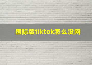 国际版tiktok怎么没网