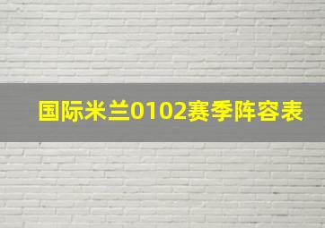 国际米兰0102赛季阵容表