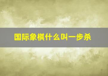 国际象棋什么叫一步杀