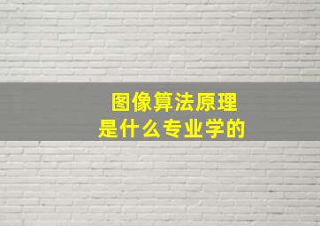 图像算法原理是什么专业学的