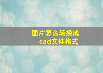 图片怎么转换成cad文件格式