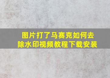 图片打了马赛克如何去除水印视频教程下载安装