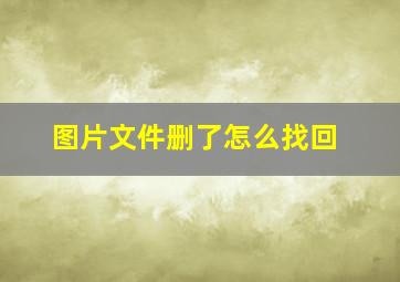 图片文件删了怎么找回