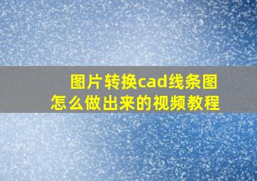 图片转换cad线条图怎么做出来的视频教程