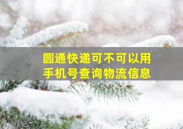 圆通快递可不可以用手机号查询物流信息