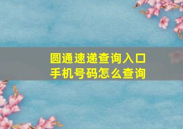 圆通速递查询入口手机号码怎么查询