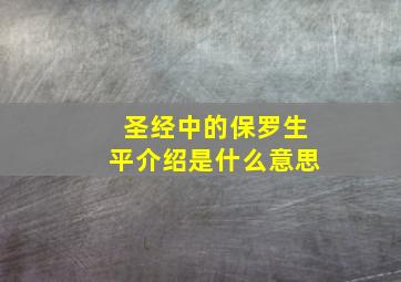 圣经中的保罗生平介绍是什么意思