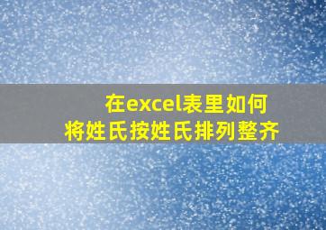 在excel表里如何将姓氏按姓氏排列整齐