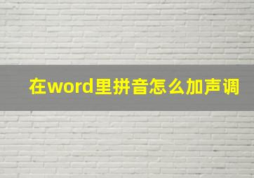 在word里拼音怎么加声调