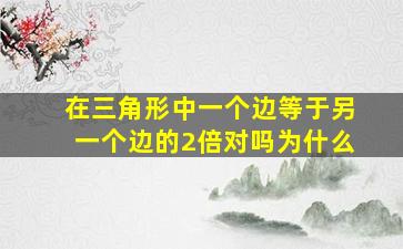 在三角形中一个边等于另一个边的2倍对吗为什么