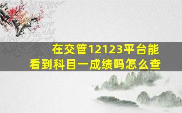 在交管12123平台能看到科目一成绩吗怎么查