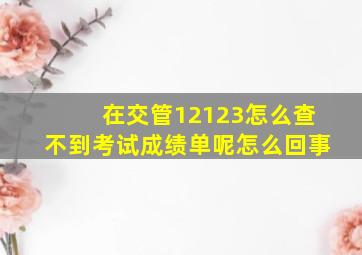 在交管12123怎么查不到考试成绩单呢怎么回事