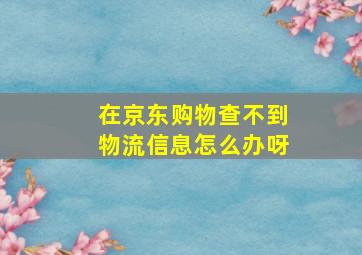 在京东购物查不到物流信息怎么办呀