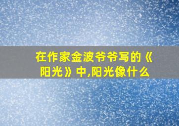 在作家金波爷爷写的《阳光》中,阳光像什么