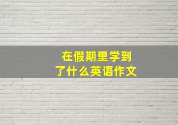 在假期里学到了什么英语作文