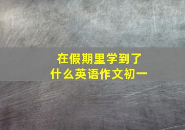 在假期里学到了什么英语作文初一