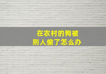 在农村的狗被别人偷了怎么办