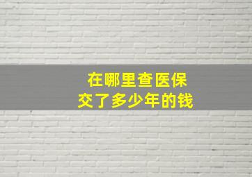 在哪里查医保交了多少年的钱