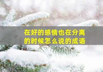 在好的感情也在分离的时候怎么说的成语