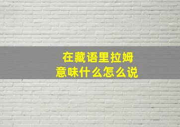 在藏语里拉姆意味什么怎么说