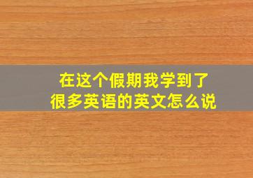 在这个假期我学到了很多英语的英文怎么说