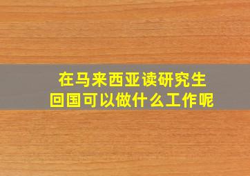 在马来西亚读研究生回国可以做什么工作呢