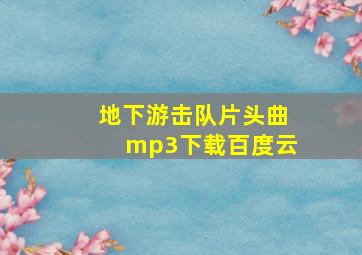 地下游击队片头曲mp3下载百度云