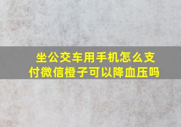 坐公交车用手机怎么支付微信橙子可以降血压吗