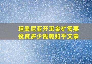 坦桑尼亚开采金矿需要投资多少钱呢知乎文章