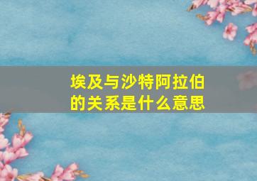 埃及与沙特阿拉伯的关系是什么意思