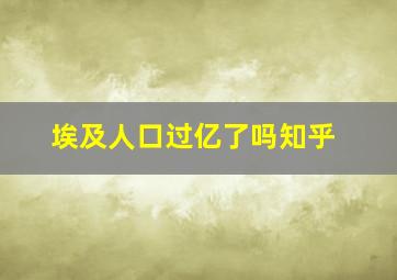 埃及人口过亿了吗知乎