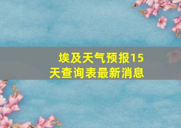 埃及天气预报15天查询表最新消息