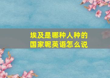 埃及是哪种人种的国家呢英语怎么说