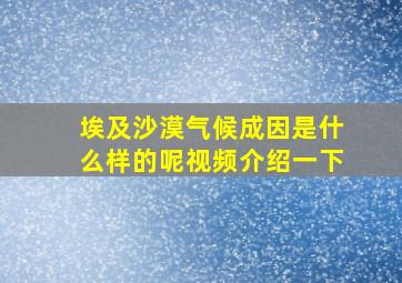 埃及沙漠气候成因是什么样的呢视频介绍一下