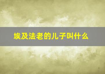 埃及法老的儿子叫什么