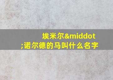 埃米尔·诺尔德的马叫什么名字