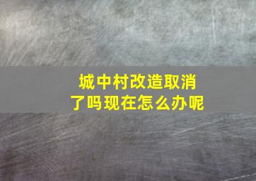 城中村改造取消了吗现在怎么办呢