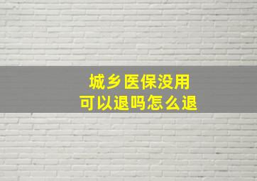 城乡医保没用可以退吗怎么退