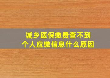 城乡医保缴费查不到个人应缴信息什么原因