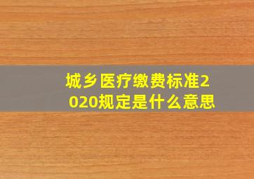 城乡医疗缴费标准2020规定是什么意思