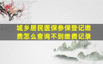 城乡居民医保参保登记缴费怎么查询不到缴费记录