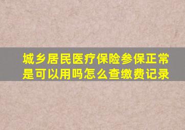 城乡居民医疗保险参保正常是可以用吗怎么查缴费记录