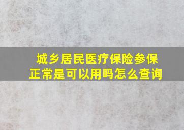 城乡居民医疗保险参保正常是可以用吗怎么查询