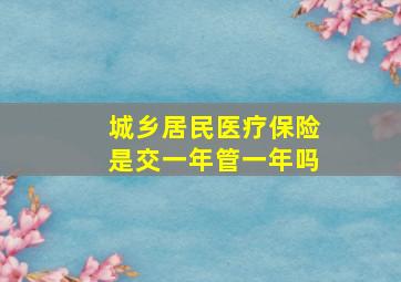 城乡居民医疗保险是交一年管一年吗