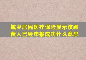 城乡居民医疗保险显示该缴费人已经申报成功什么意思