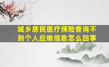 城乡居民医疗保险查询不到个人应缴信息怎么回事